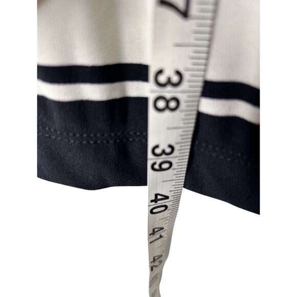 Eliza J Dress Size 14 Blue White Geometric Striped 3/4 Sleeve Knit Casual Shift - Picture 12 of 13